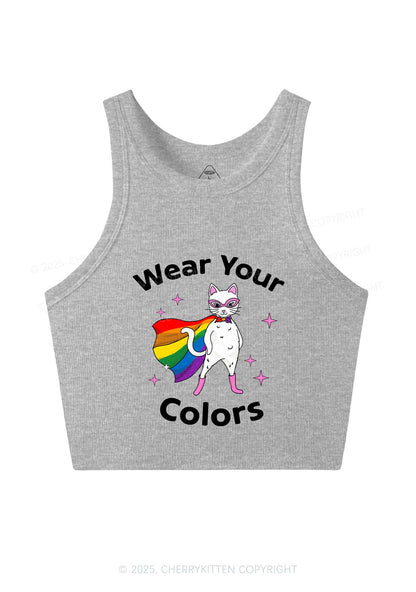 Pride Flag Cat Y2K Crop Tank Top Cherrykitten