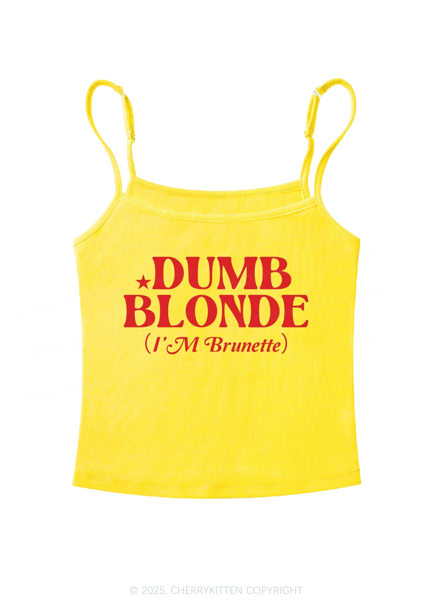 Dumb Blonde Brunette Y2K Spaghetti Strap Cami Cherrykitten
