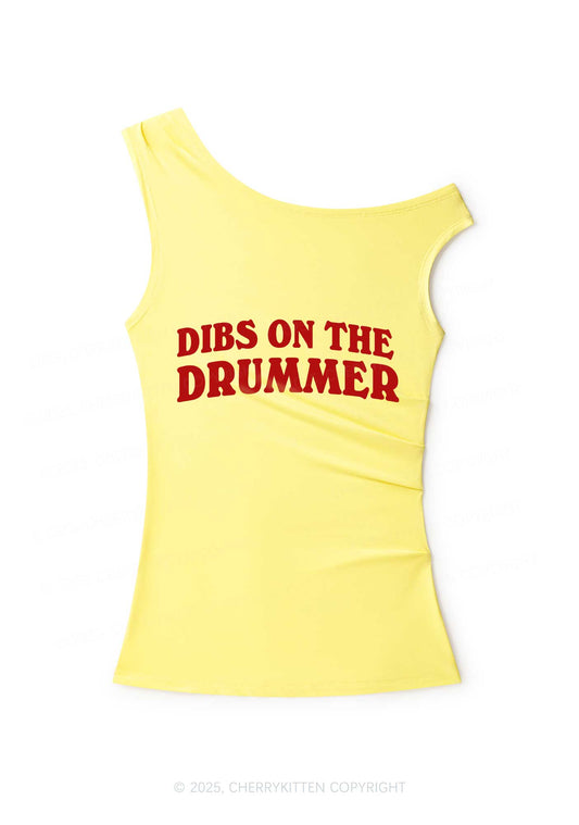 Dibs On The Drummer Y2K Off Shoulder Tank Top Cherrykitten