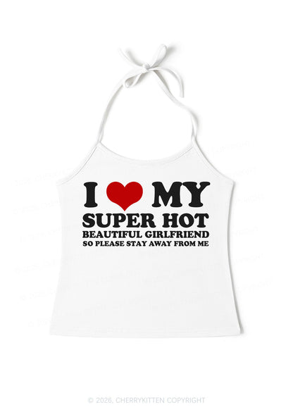 Love My Super Hot GF Valentine's Day Y2K Halter Neck Cami Cherrykitten