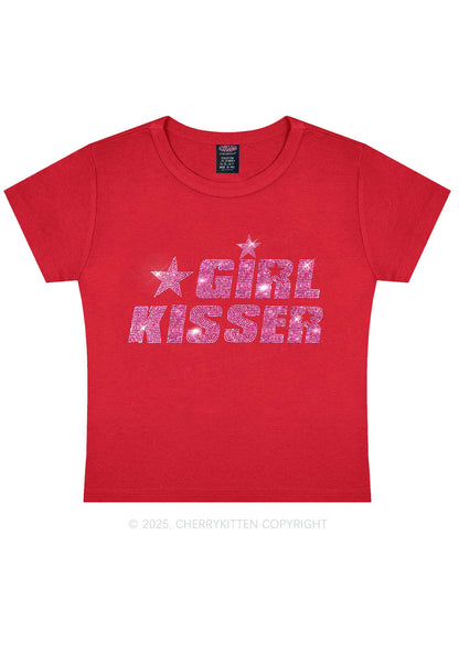 Rhinestone Girl kisser Pride Y2K Baby Tee Cherrykitten