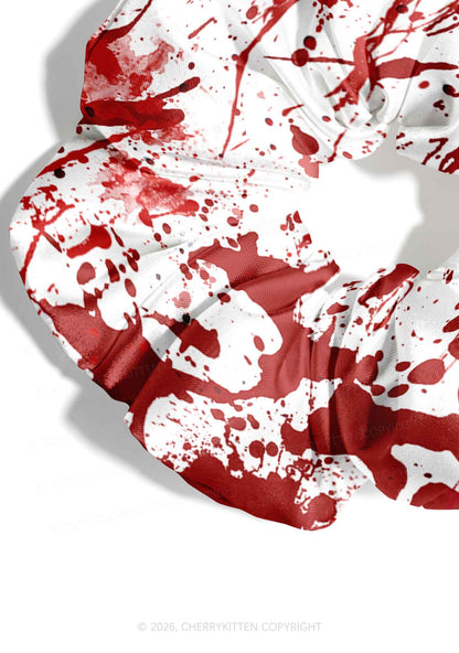 Halloween Red Blood On White Y2K Hair Scrunchie Cherrykitten