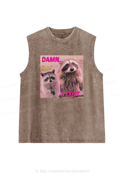 Raccoon I Exist Y2K Washed Tank Cherrykitten