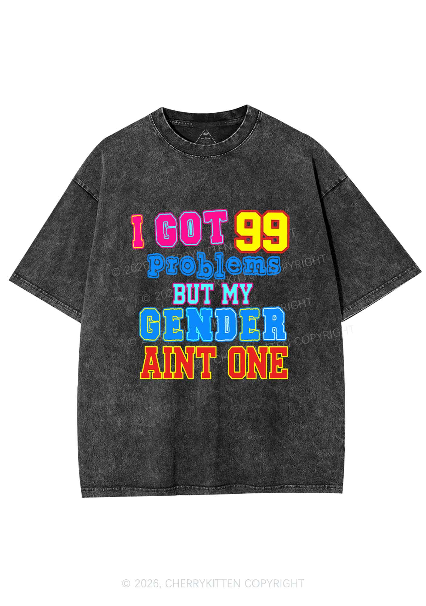 Gender Aint One Pride Y2K Shirts Washed Tee Cherrykitten