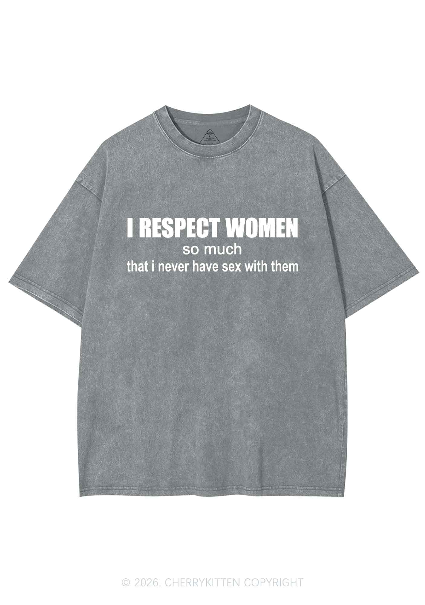 I Respect Women Pride Y2K Shirts Washed Tee Cherrykitten