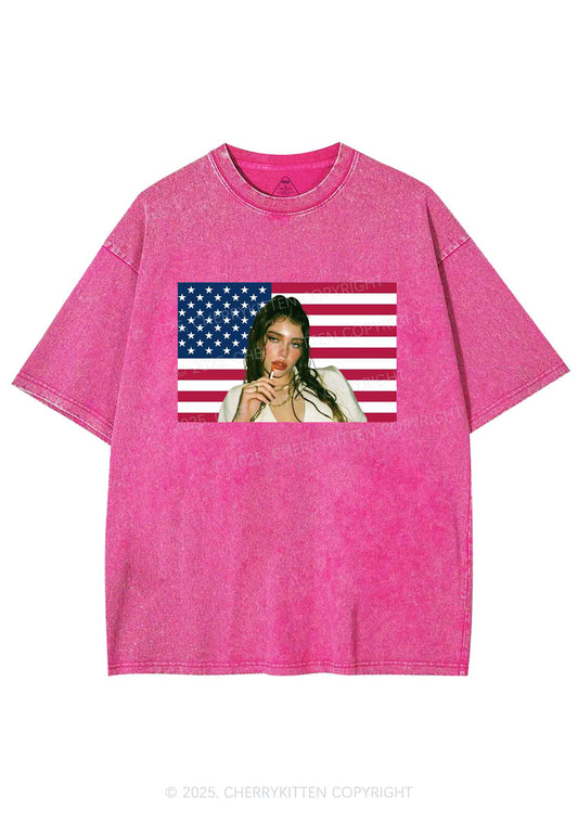 Custom Portrait Flag Y2K Shirts Washed Tee Cherrykitten