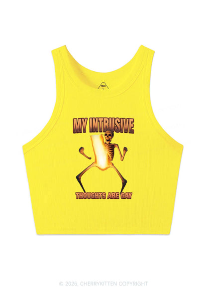 My Intrusive Thoughts Are Gay Pride Y2K Crop Tank Top Cherrykitten