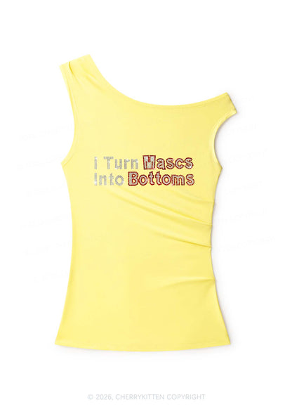 Rhinestone I Turn Mascs Into Bottoms Y2K Off Shoulder Tank Top Cherrykitten