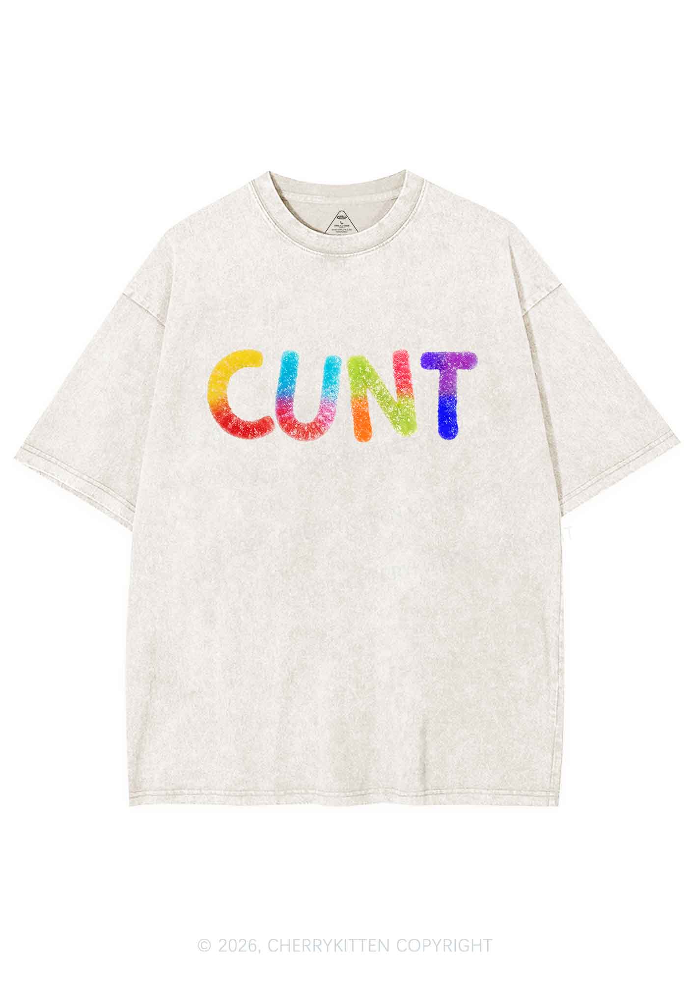 Rainbow Candy Cxxt Pride Y2K Shirts Washed Tee Cherrykitten