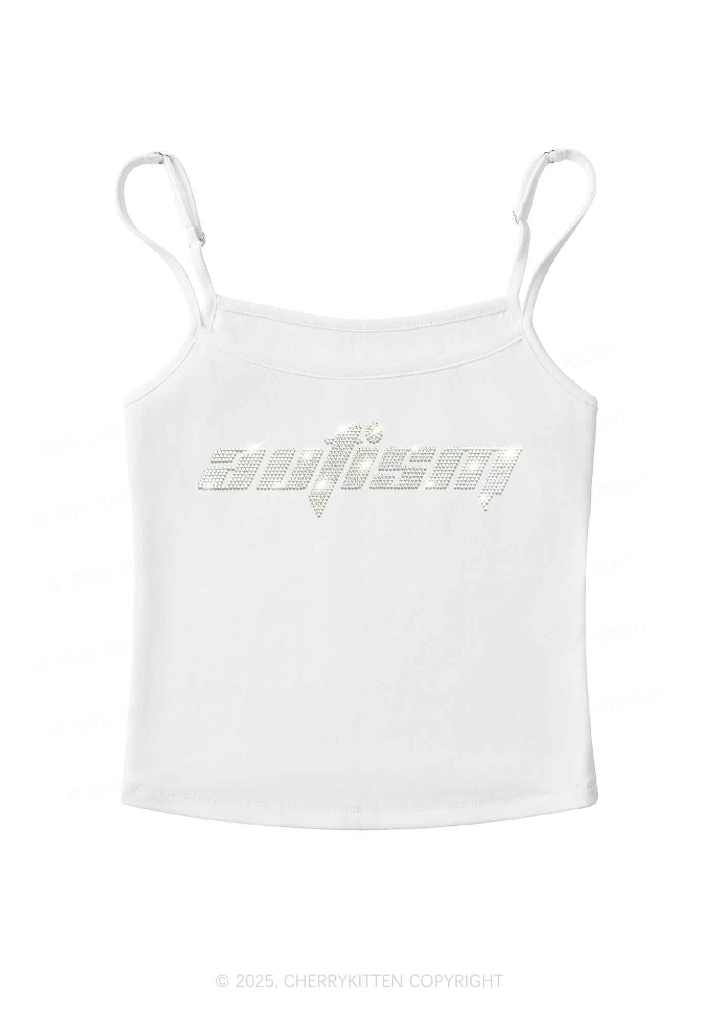 Rhinestone Autism Y2K Spaghetti Strap Cami Cherrykitten