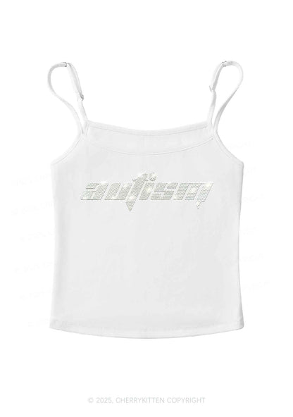 Rhinestone Autism Y2K Spaghetti Strap Cami Cherrykitten