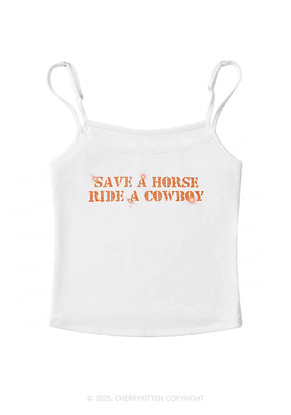 Rhinestone Save A Horse Ride A Cowboy Y2K Spaghetti Strap Cami Cherrykitten
