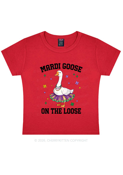 Mardi Gras Goose Y2K Baby Tee Cherrykitten