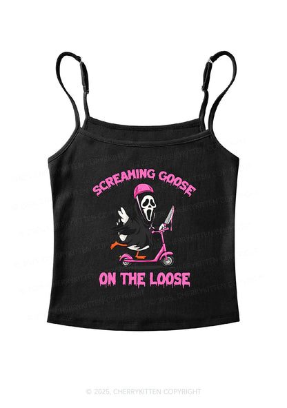 Halloween Screaming Goose On Loose Y2K Spaghetti Strap Cami Cherrykitten