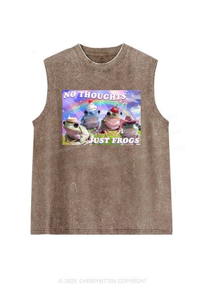 No Thoughts Just Frogs Y2K Washed Muscle Tank Cherrykitten
