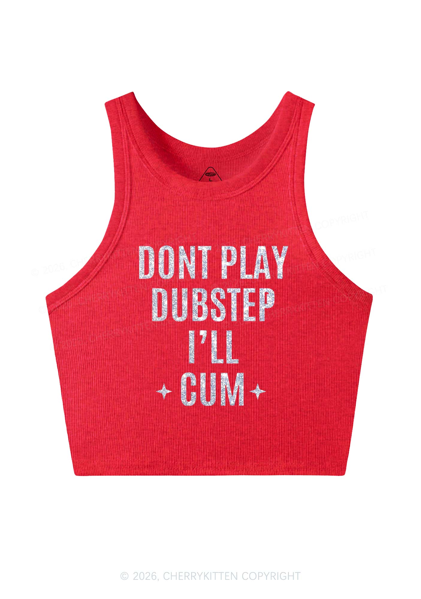 Glitter Dont Play Dubstep Y2K Crop Tank Top Cherrykitten