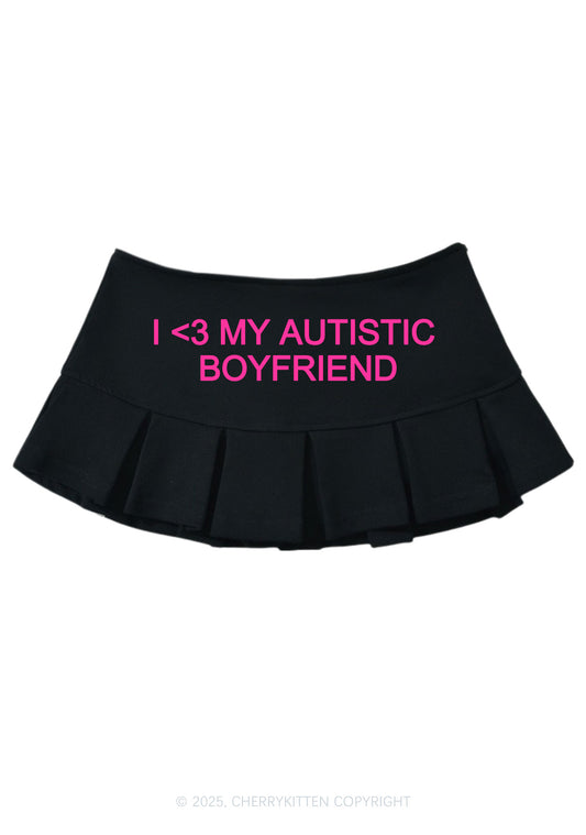 I Love My Autistic BF Valentine's Day Y2K Mini Pleated Skirts Cherrykitten