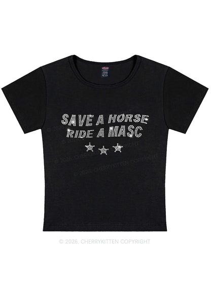 Rhinestone Ride A Masc Pride Y2K Baby Tee Cherrykitten