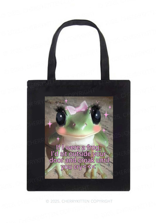 If I Were Frog Y2K Canvas Tote Bag Cherrykitten