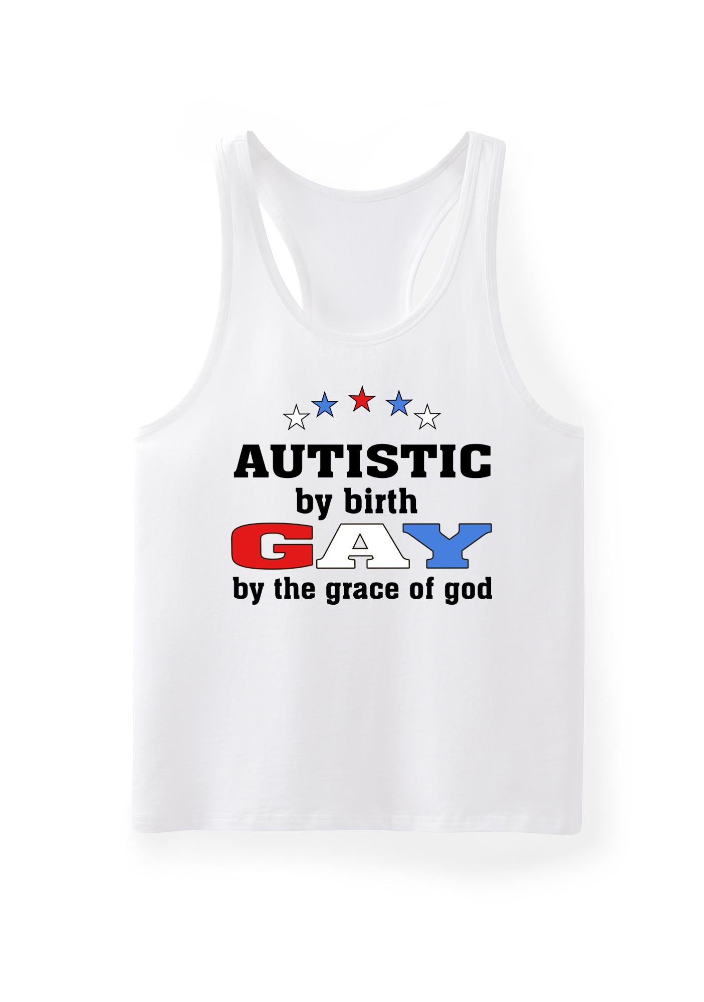 Autistic By Birth Gay Pride Y2K Men Racerback Tank Top Cherrykitten