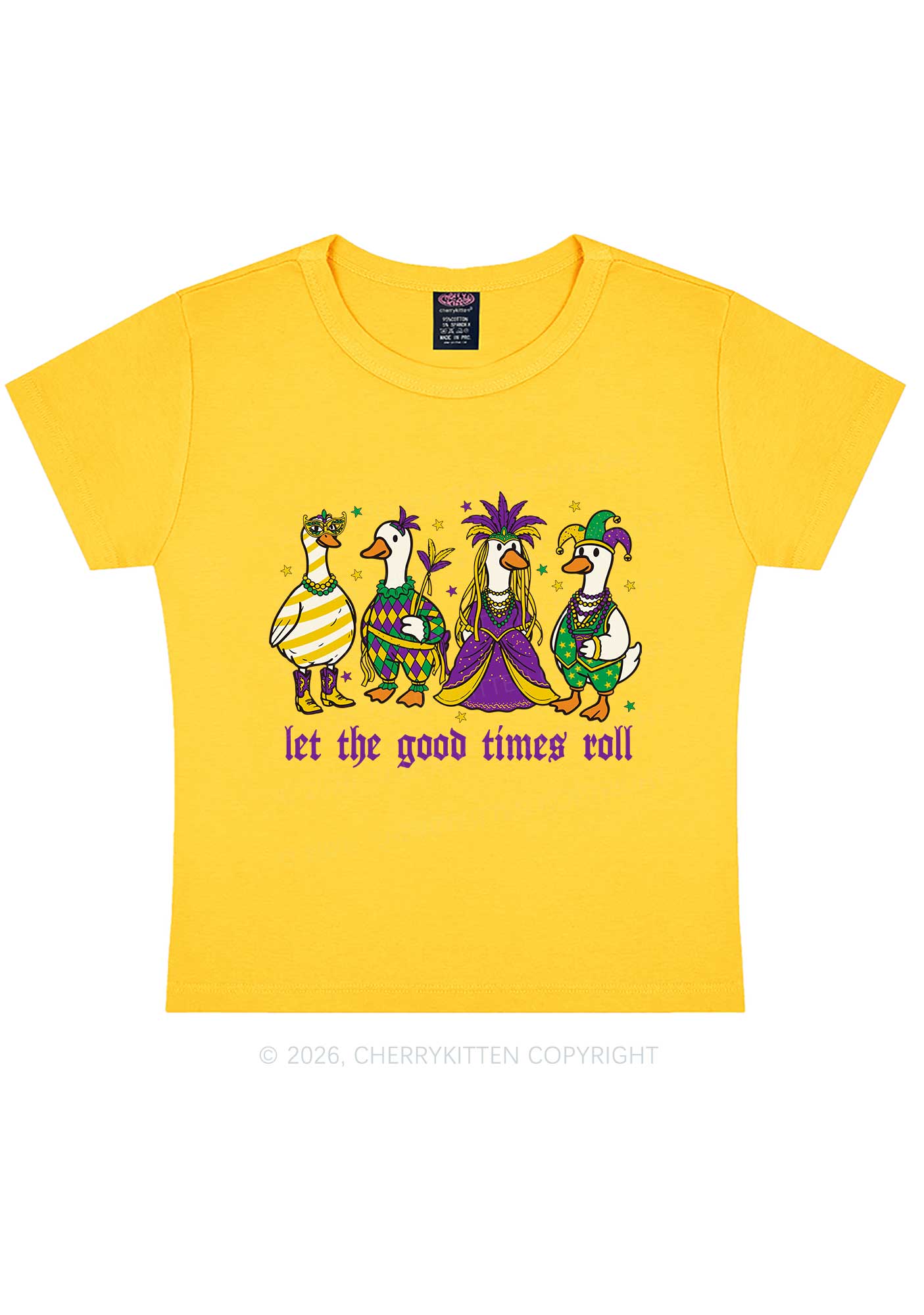 Let The Good Times Roll Y2K Baby Tee Cherrykitten