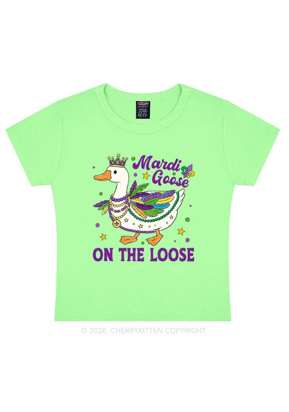 Mardi Goose On The Loose Y2K Baby Tee Cherrykitten