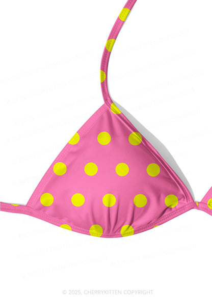 Pink And Yellow Dots Y2K Print Bikini Set Cherrykitten