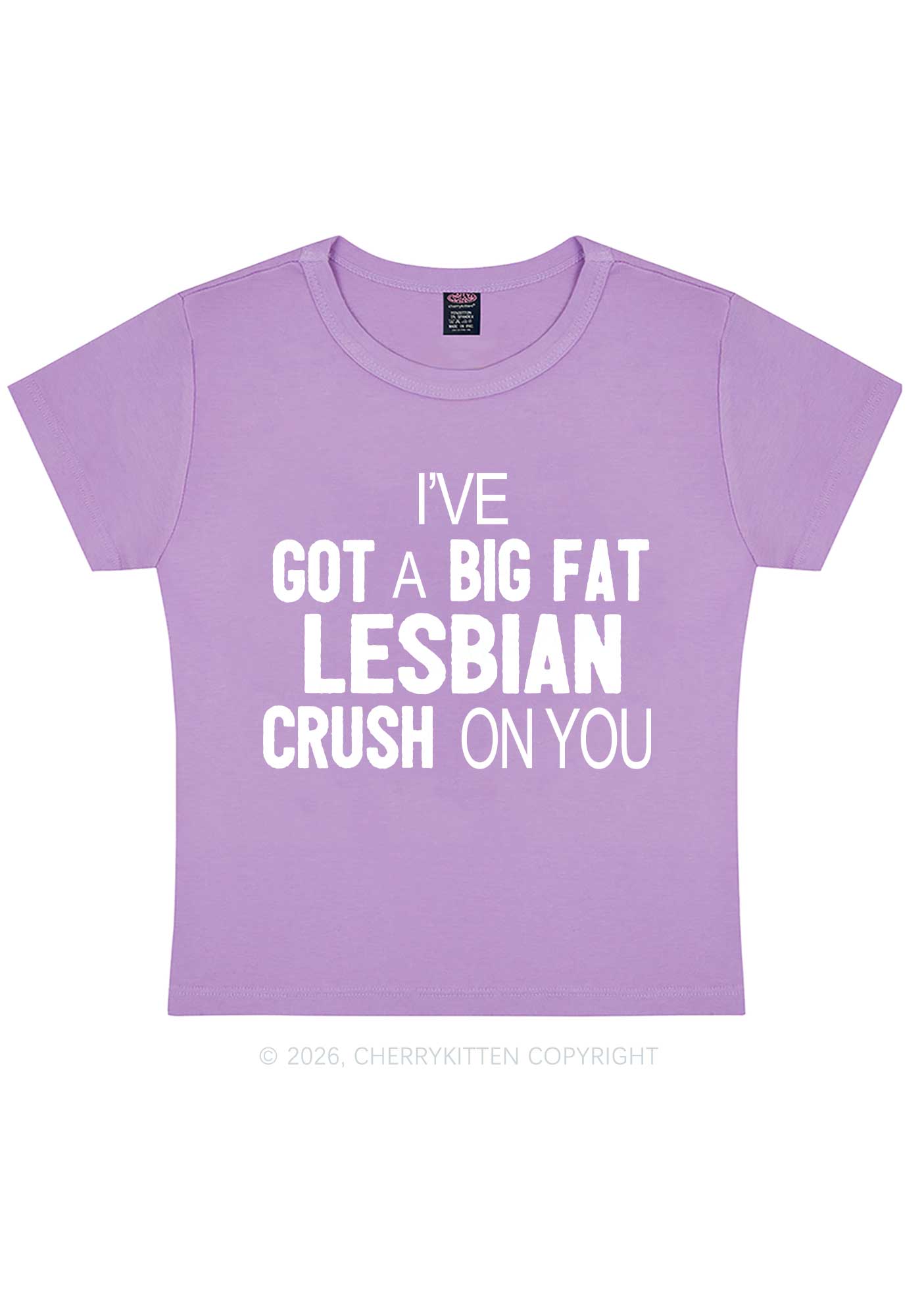Big Fat Lesbian Crush Pride Y2K Baby Tee Cherrykitten