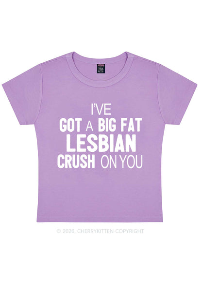 Big Fat Lesbian Crush Pride Y2K Baby Tee Cherrykitten