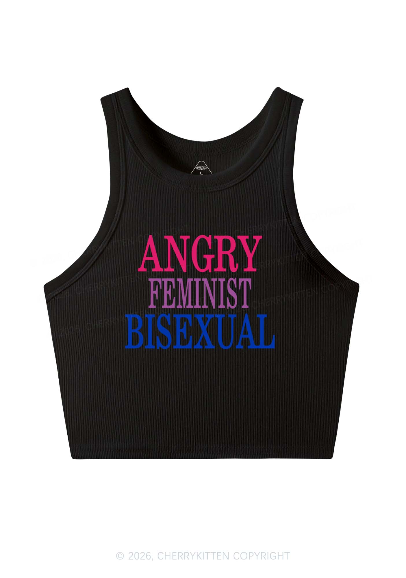 Angry Feminist Bisexual Pride Y2K Crop Tank Top Cherrykitten