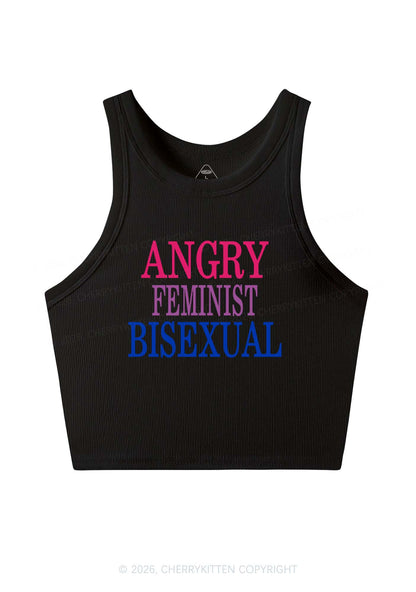 Angry Feminist Bisexual Pride Y2K Crop Tank Top Cherrykitten