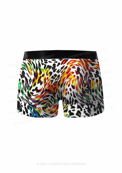 Rainbow Leopard Pride Y2K Print Men Boxer Briefs Cherrykitten
