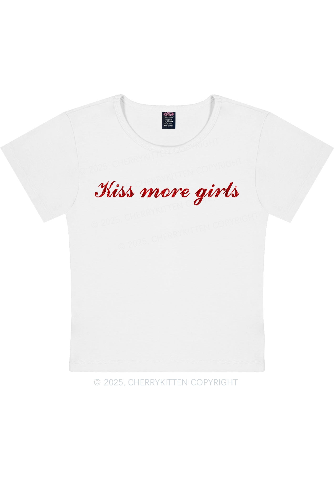 Glitter Kiss More Girls Pride Y2K Baby Tee Cherrykitten