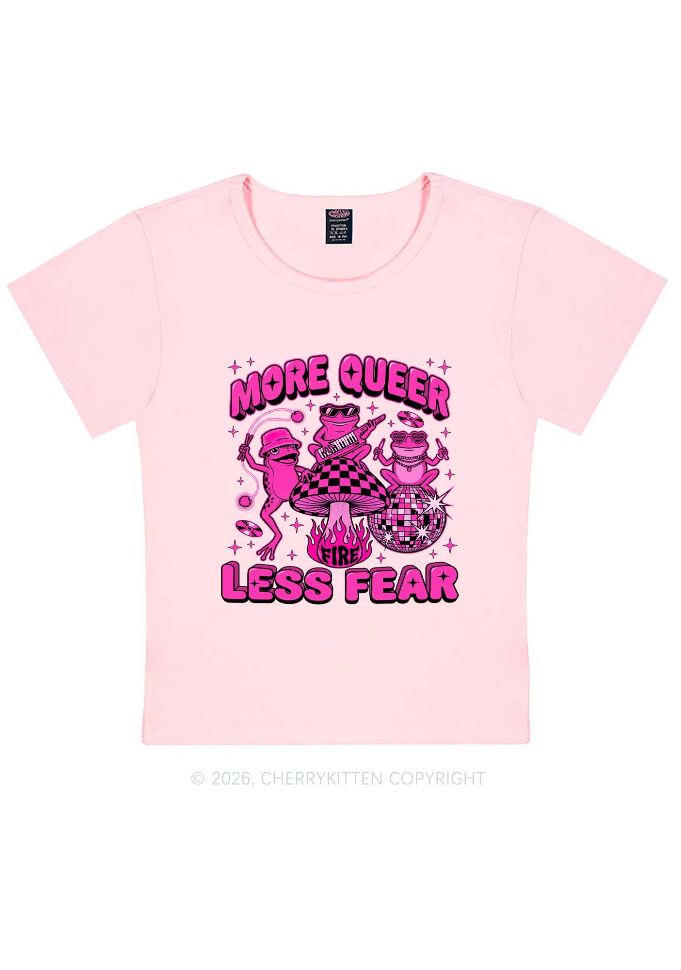More Queer Less Fear Pride Y2K Baby Tee Cherrykitten