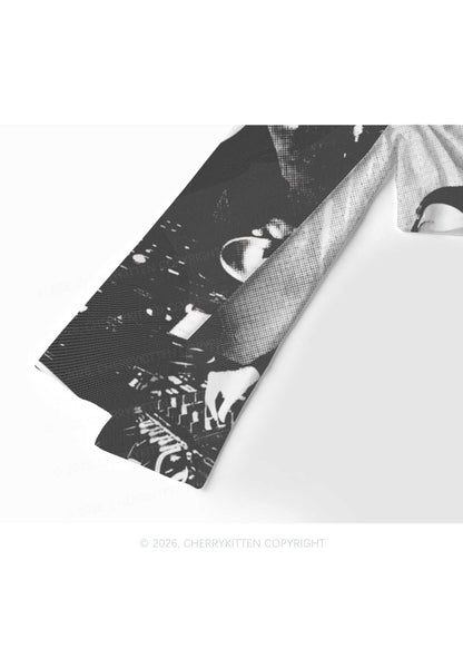 DJ Nun Y2K Mesh Long Sleeve Crop Top Cherrykitten
