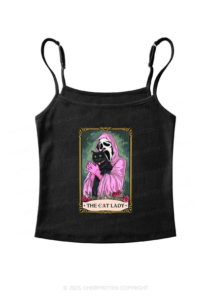 Halloween The Skull Cat Lady Y2K Spaghetti Strap Cami Cherrykitten