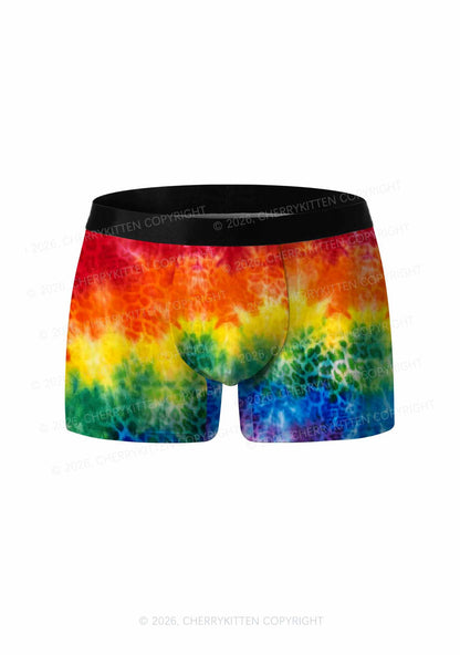 Rainbow Leopard Tie Dye Pride Y2K Print Men Boxer Briefs Cherrykitten