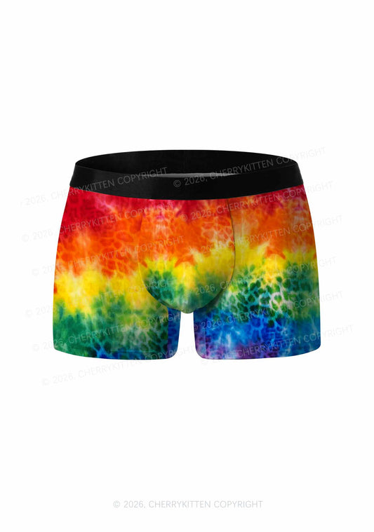 Rainbow Leopard Tie Dye Pride Y2K Print Men Boxer Briefs Cherrykitten