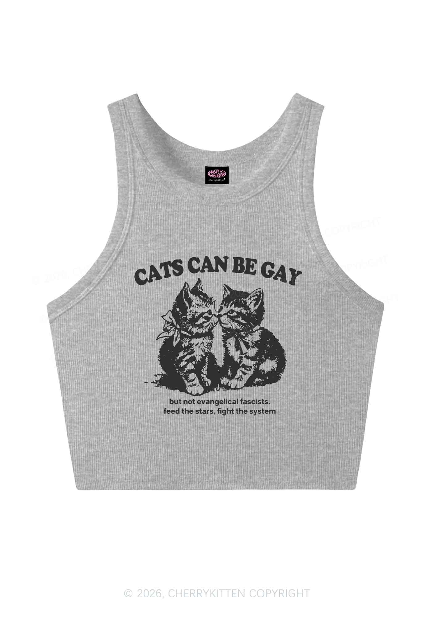 Cat Can Be Gay Pride Y2K Crop Tank Top Cherrykitten