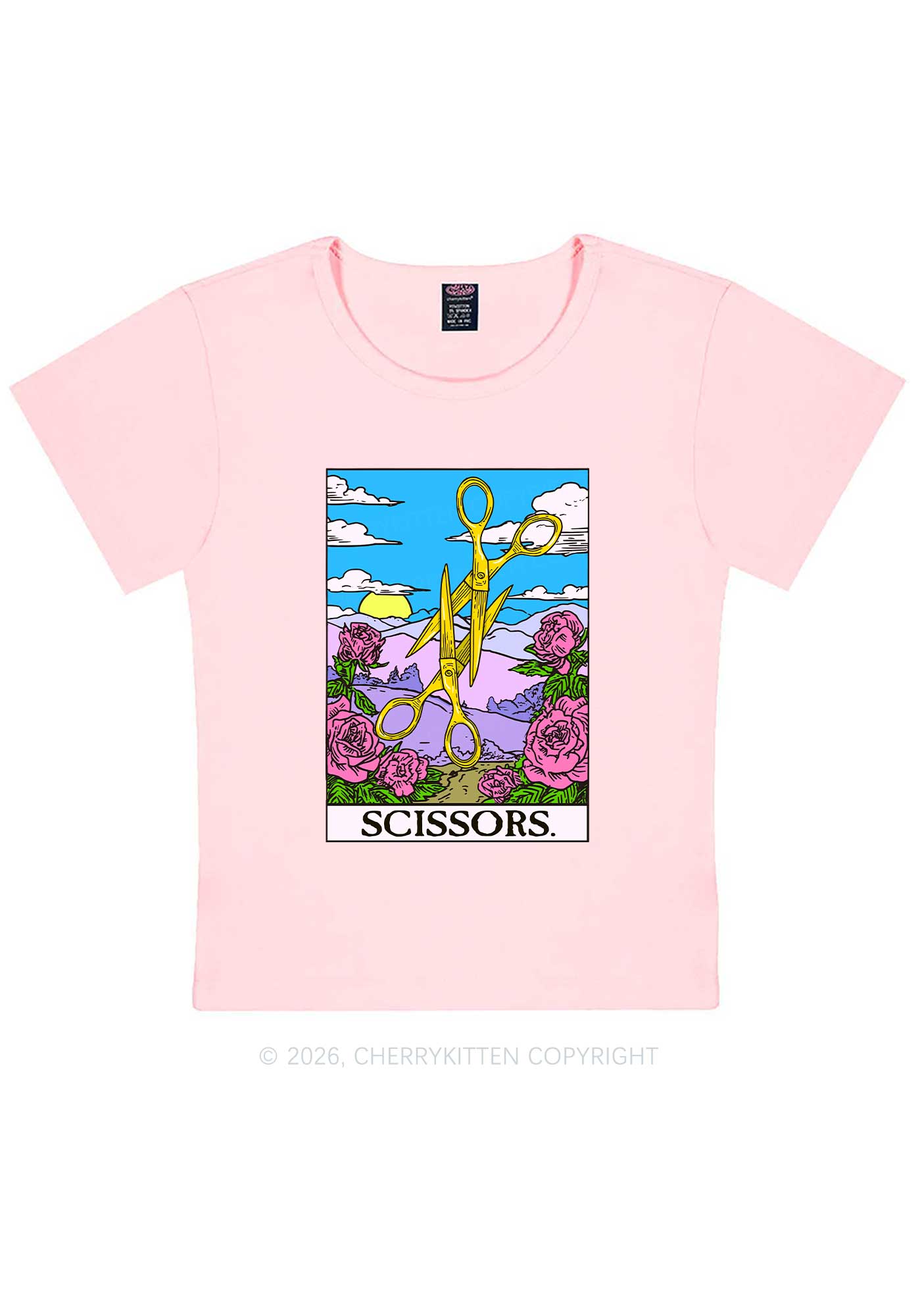 Yellow Scissors Pride Y2K Baby Tee Cherrykitten