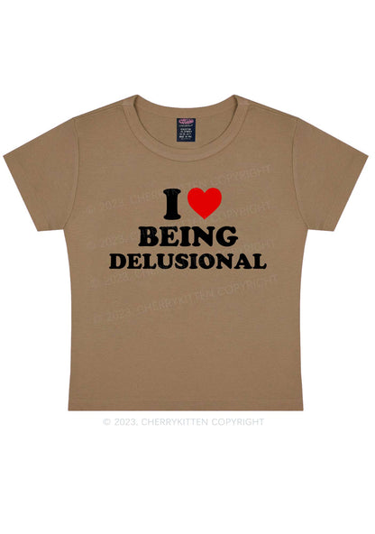 Being Delusional Y2K Baby Tee