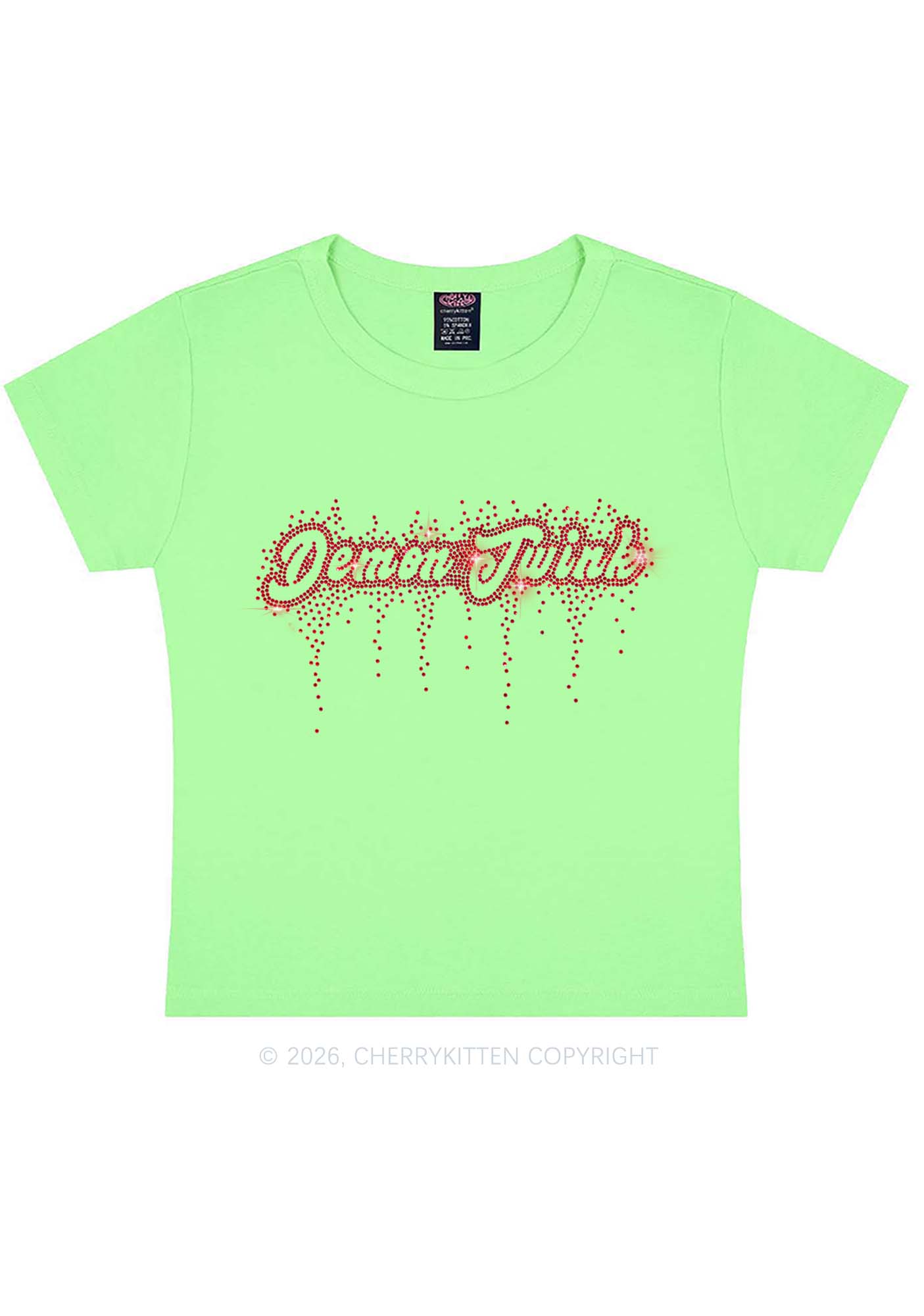 Rhinestone Demon Twink Pride Y2K Baby Tee Cherrykitten