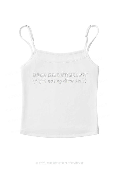 Rhinestone Good Girls Swallow Y2K Spaghetti Strap Cami Cherrykitten
