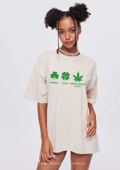 Super Fxxking Lucky St Patricks Y2K Washed Tee Cherrykitten