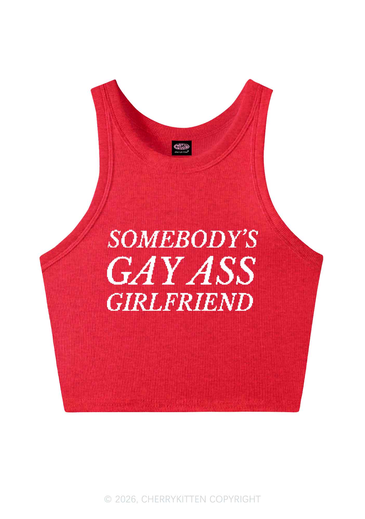 Somebodys Gay Axx Girlfriend Pride Y2K Crop Tank Top Cherrykitten