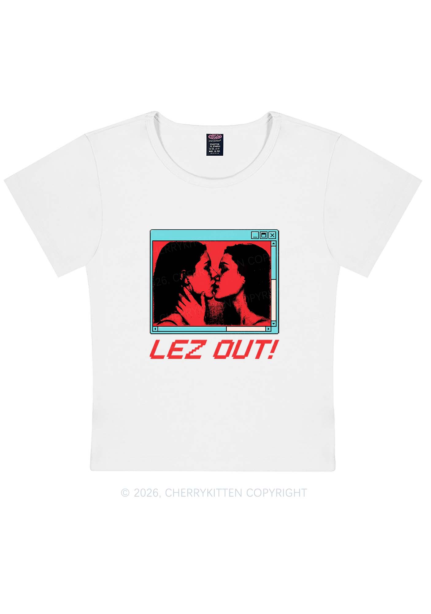 Lez Out Pride Y2K Baby Tee Cherrykitten