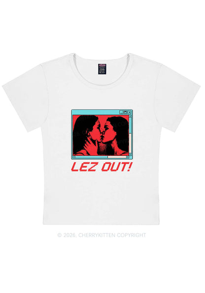 Lez Out Pride Y2K Baby Tee Cherrykitten