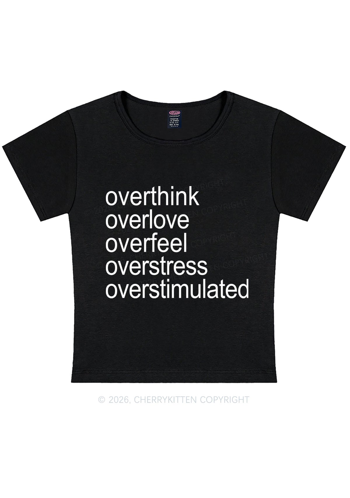 Overstimulated Slogan Y2K Baby Tee Cherrykitten