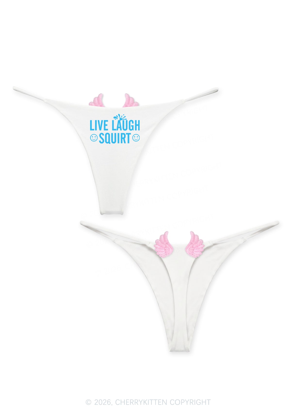 Live Laugh Squirt Y2K Goth Angel Wings Bikini String Thong Cherrykitten