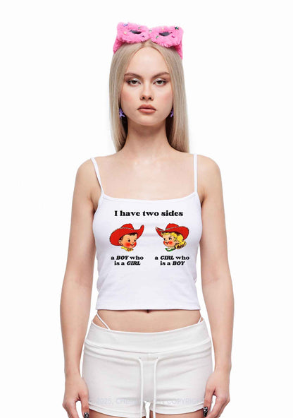 I Have Two Sides Pride Y2K Spaghetti Strap Cami Cherrykitten